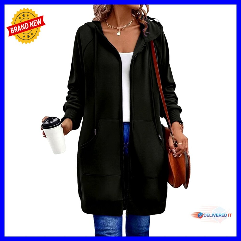 Oversized Fleece Zip Up Hoodie Tunic Sweatshirt Long Sleeve Casual Y2k Chic